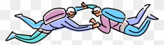 Vector Illustration Of Tandem Skydivers Jump From Plane Clipart
