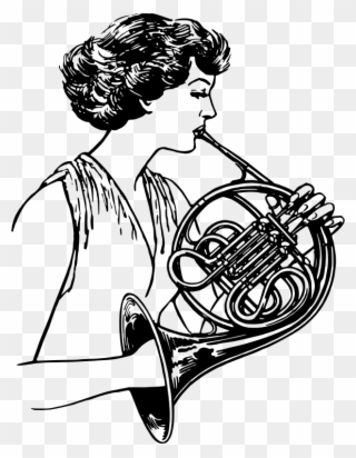 Medium Image - French Horn Line Art Clipart