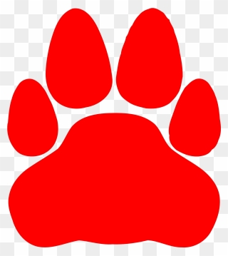 Red Clipart Paw Print - Cat Footprint - Png Download