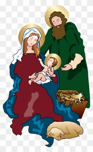 Holy Family In Stable Clipart