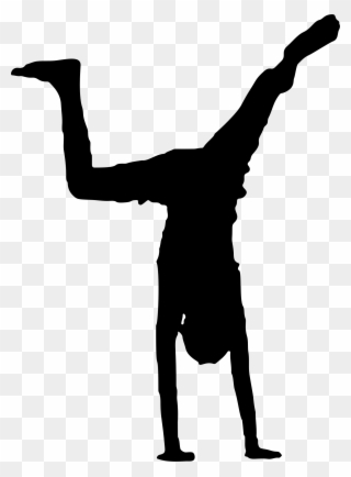 Silhouette Black Line - Handstand Clipart - Png Download