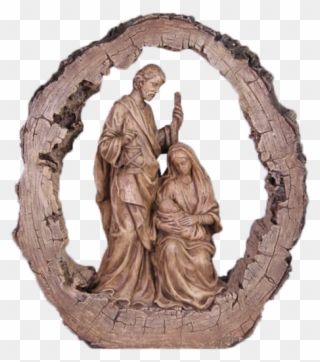 Holy Family Nativities - Resin Holy Family In Tree Trunk Ring Clipart