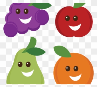 Grapes Clipart Cute - Happy Fruit Free Clipart - Png Download