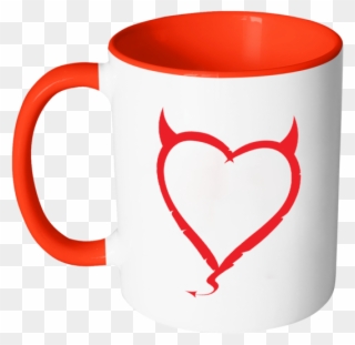 Devil Horns Heart Color Accent Coffee Mug - Black Devilish Heart Twin Duvet Clipart