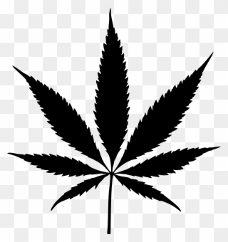Big Image - Marijuana Leaf Black And White Clipart