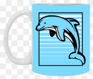 Dolphin Stripes White Mugs - Dolphin Png Black And White Clipart