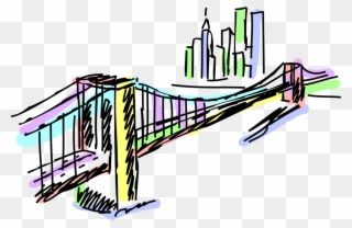 Vector Illustration Of Brooklyn Bridge Cable Suspension Clipart