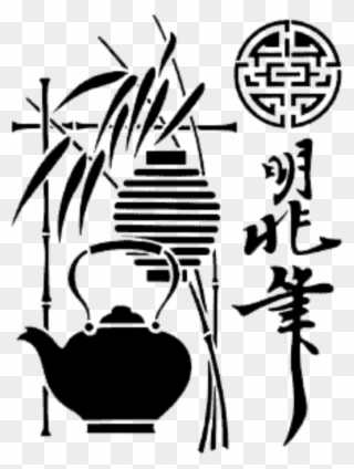 Art Stencil Tea Transprent - Stencil Japones Clipart