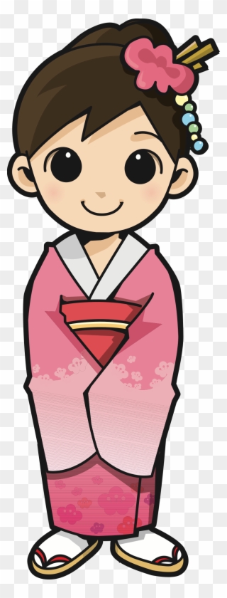 Big Image - Girl In Kimono Cartoon Png Clipart