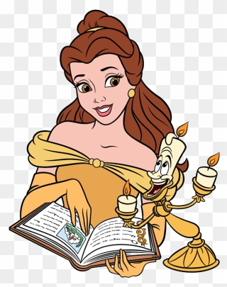 Beauty And The Beast Group Clip Art - Beauty And The Beast Belle Reading Book - Png Download