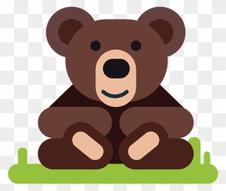 Bear Sitting On The Grass Clipart - Drawing - Png Download