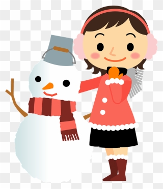 Girl Snowman Clipart - Cartoon - Png Download