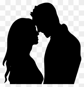 The Kiss Silhouette Couple Drawing Clip Art - Silhouette Couple - Png Download