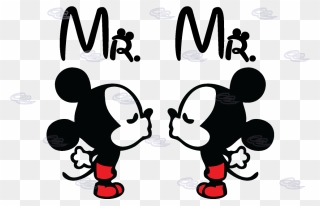 Transparent Kiss Clip Art - Drawing Mickey And Minnie Mouse - Png Download