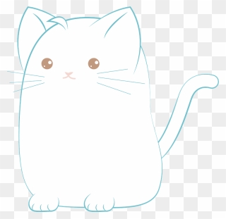 Cartoon White Cat Clipart - Domestic Short-haired Cat - Png Download