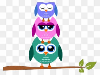 Transparent Owl Family On Branch Clip Art - Transparent Background Owl Clipart - Png Download
