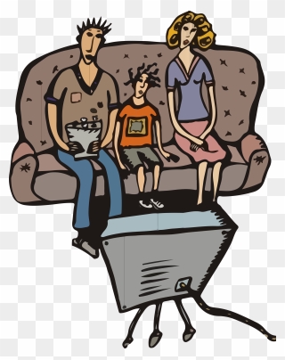 Download Hd Png Royalty Free Library Family Watching - Family Watching Tv Together Clipart