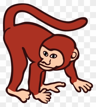 Free Clipart Of A Monkey - Monkey Cartoon Black And White - Png Download