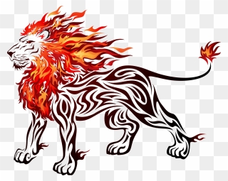 Lion Clip Art - Fire Lion Drawing - Png Download