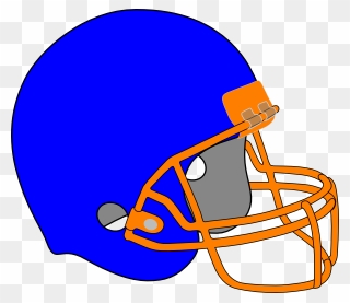 Football Helmet 2 Clip Art At Clker - Blue And Orange Football Helmet - Png Download