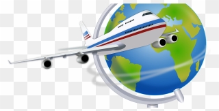 Transparent Jostle Clipart - Plane Circling The Globe - Png Download