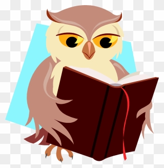Owl Clipart Reading - Owl With Books Png Transparent Png