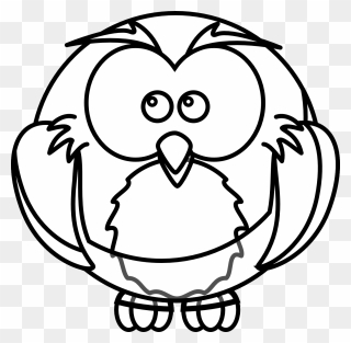 Snowy Owl Drawing Outline Clip Art - Owl Cartoon Coloring Pages - Png Download