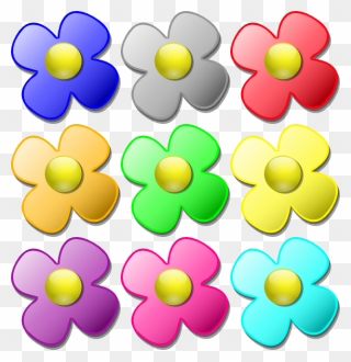 Free Vector Game Marbles Flowers Clip Art - Different Color Flower Clipart - Png Download