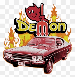 T-shirt Dodge Demon W/flames - Old Dodge Demon Logo Clipart