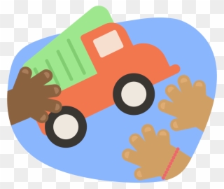 One Child Sharing A Toy Truck With Another Child - Child Clipart