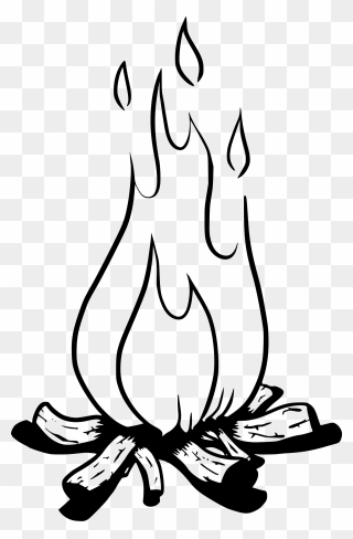 Black And White Drawing Of Camp Fire Clipart