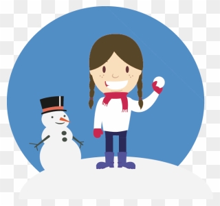 Ski Resort In Winter - Girl Making Snowman Cartoon Transparent Clipart