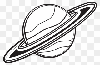 Planet Clipart Black And White - Saturn With Black And White - Png Download