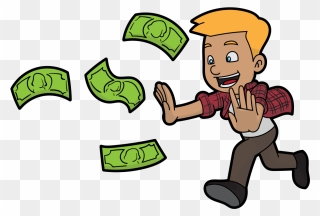 Cartoon Guy Chasing Money - Cartoon Man Throwing Money Clipart