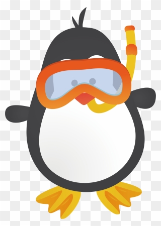 Penguin Png Transparent - Penguin Clipart Diving Mask Transparent Background