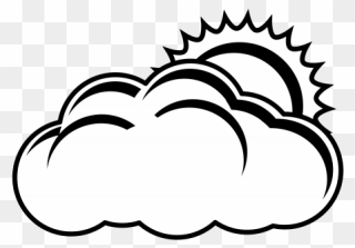 Sun And Cloud Black And White Clipart - Png Download