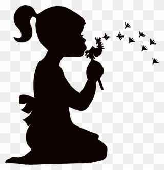 Clipart - Little Girl Silhouette - Png Download