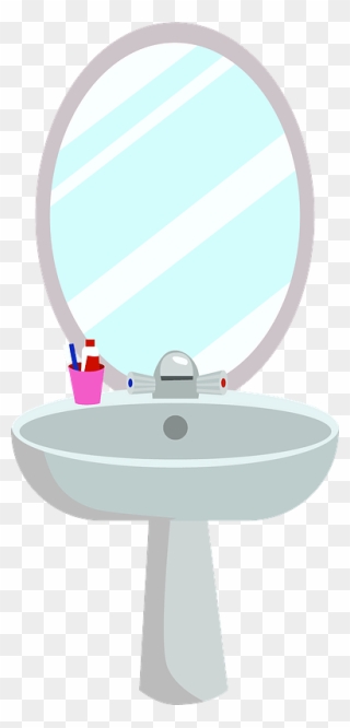 Washbasin With A Mirror Clipart - Bathroom Sink - Png Download