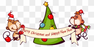 Free Clipart Merry Christmas Svg Transparent Library - Merry Christmas With Monkeys - Png Download