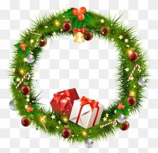 Clipart Navidad Png - Transparent Background Christmas Wreath Clipart