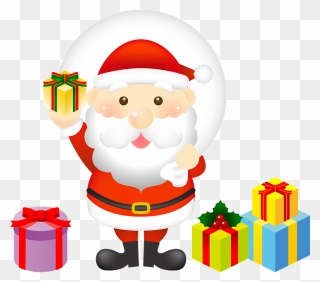 Christmas Gifts Santa Claus Clipart - 手 を あげる サンタクロース - Png Download