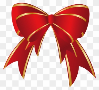 Gold Bow Christmas Gift Red Download Hd Png Clipart - Christmas Bow Clipart Transparent Png