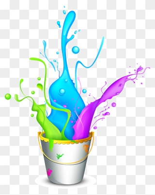 Paint Wallpaper Bucket Colorful Holi Free Frame Clipart - Happy Holi Images Hd - Png Download