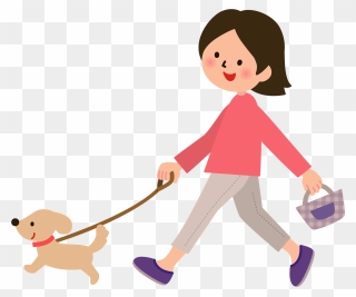 Woman Dog Walk Clipart - Clipart Dog Walking - Png Download