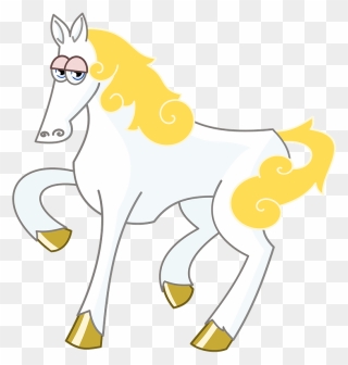 White Cartoon Horse Clipart - White And Gold Horse Cartoon - Png Download