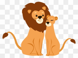 Lions In Love Clipart - Cartoon - Png Download