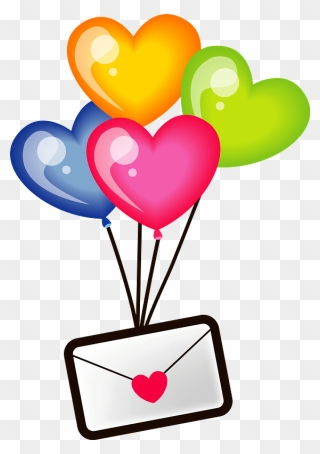 Love Letter Balloon Clipart - 風船 手紙 イラスト - Png Download