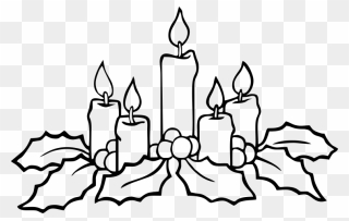 Transparent Advent Clip Art - Christmas Candles Clipart Black And White - Png Download