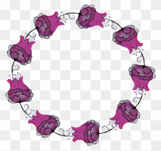 #flowers #tulips #swirls #purple #wreath #border #frame - Feature Of Computer Language Clipart