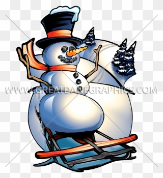 Sleigh Clipart Snow Sled - Snowman - Png Download